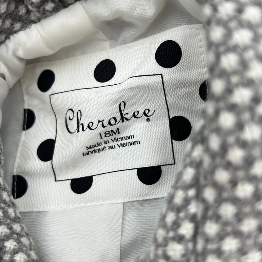 Cherokee Grey and White Coat Size 18 months - Picture 4 of 7